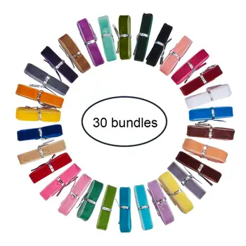 

30Bundles Single Face Velvet Ribbons Mixed Color for Gift Package Wrapping