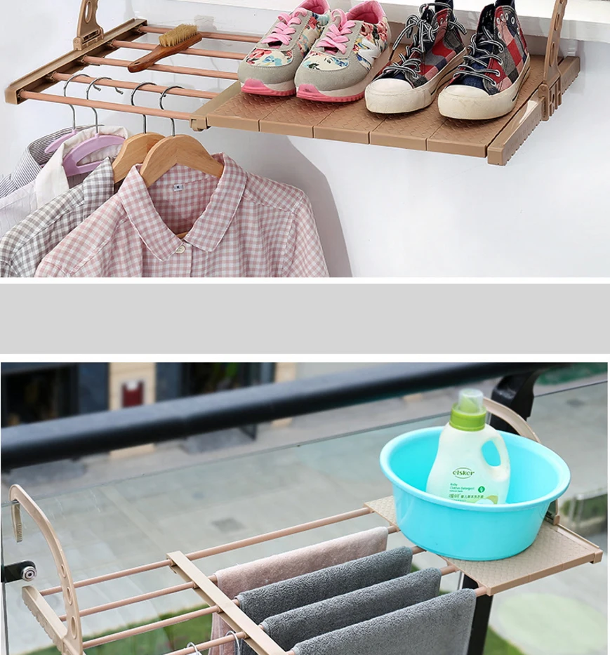 Portable Balcony Hanging Folding Drying Rack Underwear Socks Shoe Multi-function Plastic Indoor Telescopic Clothes Rack Holder