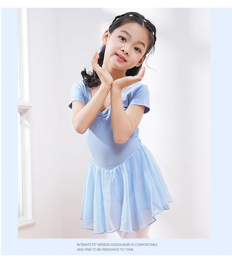New Style Children Ballet Leotards GIRL'S Dance Skirt Baby Performance Half Sleeve Chiffon Performance Short Sleeve Clothing
