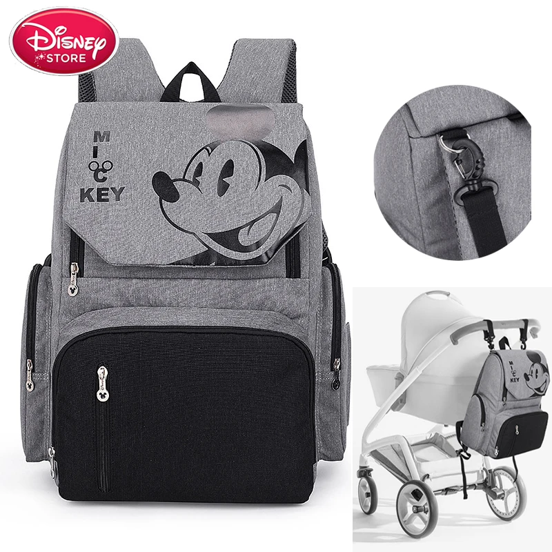 Sac à langer Disney sac à dos Mickey Mouse Disney momie sac maternité pour soins de bébé sac à langer voyage poussette sac à main crochets gratuits