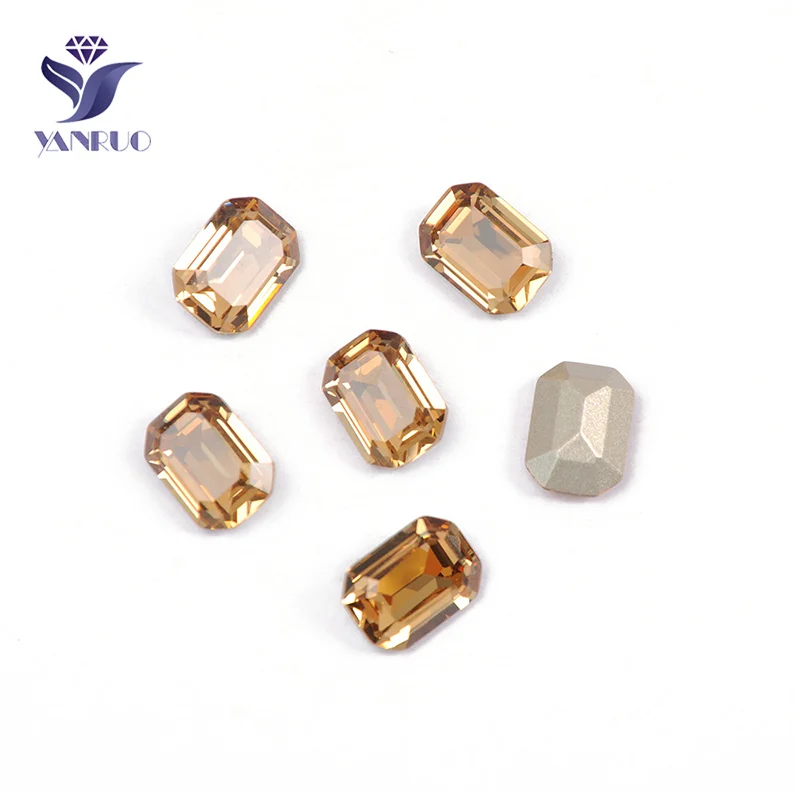 Light Colorado Topaz Yanruo 4610 восьмиугольник Высокое качество Необычные алмазные стеклянные кристаллы стразы камни Швейные бусины Золотой коготь для одежды аксессуары - Цвет: Light Colorado Topaz