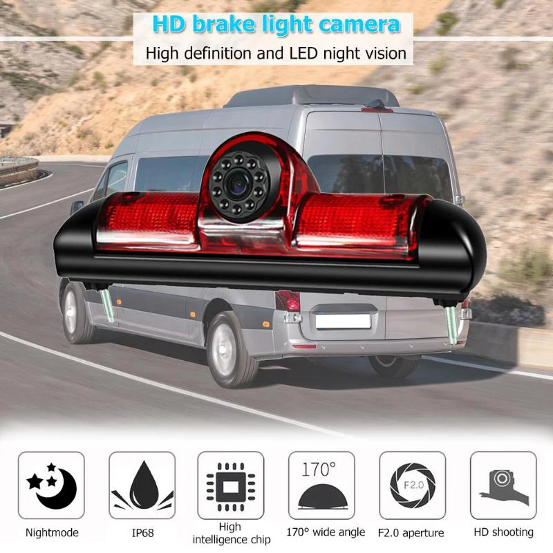 Car Rear View Brake Light Camera Car Reversing Camera 8Led Light Infrared Night-Vision Camera for Fiat Ducato X250 Citroen Jumpe