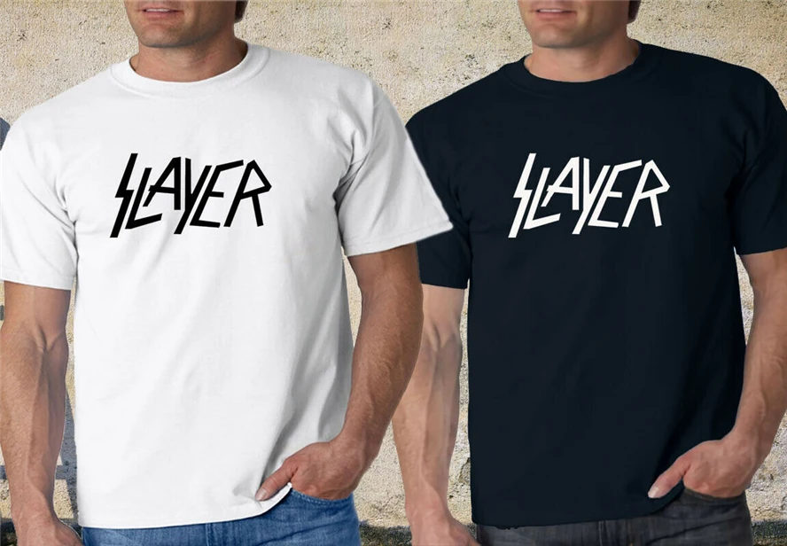 Новая мужская черная и белая футболка с логотипом Slayer Distressed Винтажная сделай