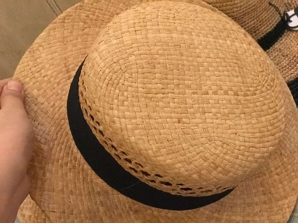01910-shi ручная работа рафия трава легкая дышащая шляпа fedoras пляжная кепка для мужчин и женщин Панама джазовая, шляпа