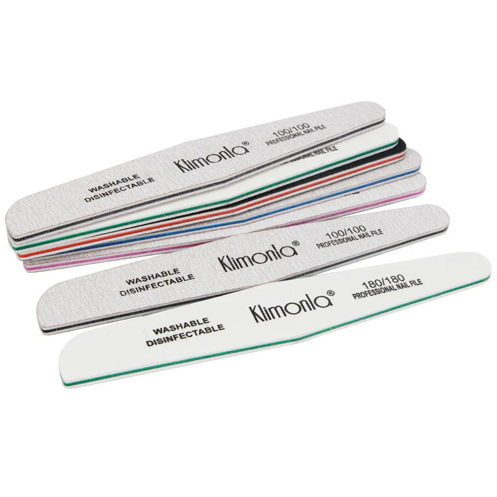 25Pcs/Lot Klimonla Zebra Curve Nail File Mix Grit Color Double-Side Emery Board Nail Buffering UV Gel Manicure Salon Tools DIY