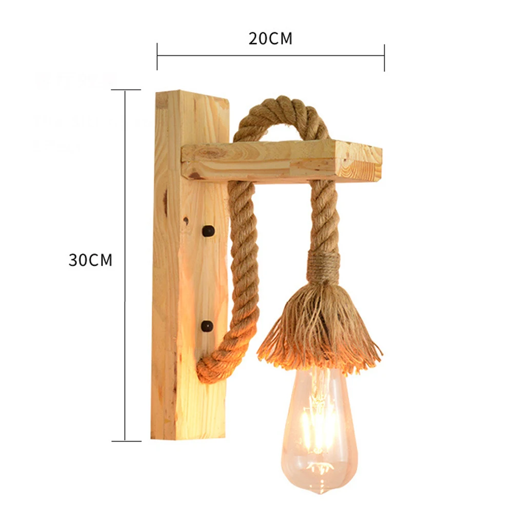 Wall Lights for Home Wood Hemp Rope Manufacturing Lamp Body with Standard E27 Lamp Holder for Corridor Living Room Decoration