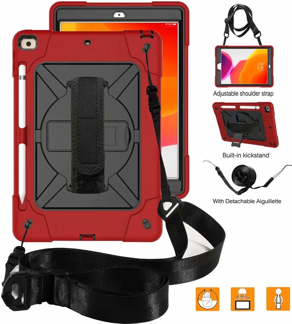 Чехол для Apple, iPad, 10,2 дюймов, планшет, A2200, A2198, A2232, безопасный противоударный защитный чехол, ремешок на руку и шейный ремень+ ручка - Цвет: Picture color