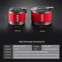 Alocs CW-S10 CWS1 Outdoor Heat Exchange Camping Cooking Pot Cookware Folding Handle For Hiking Backpacking Picnic 2
