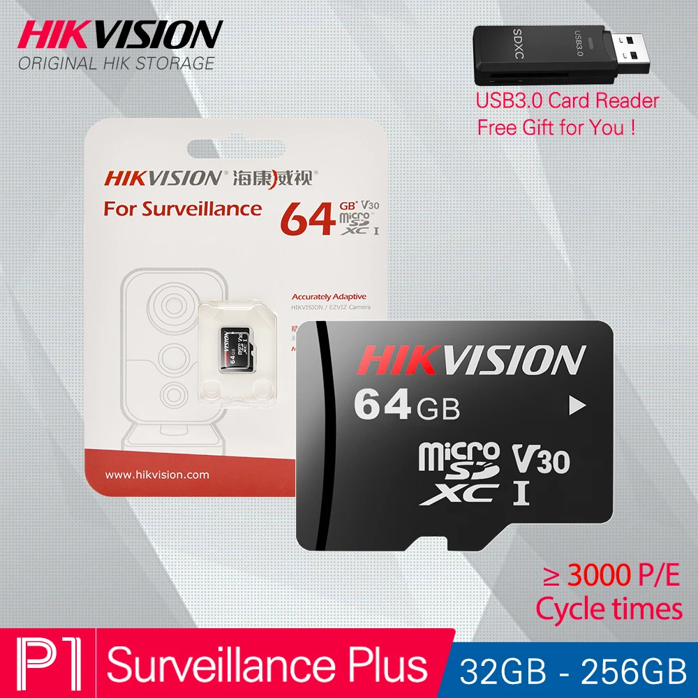 HIKVISION 100% Оригинальный Micro SD карты Class10 TF карта 32/64/128/256GB Max 90 МБ/с. слот для карт