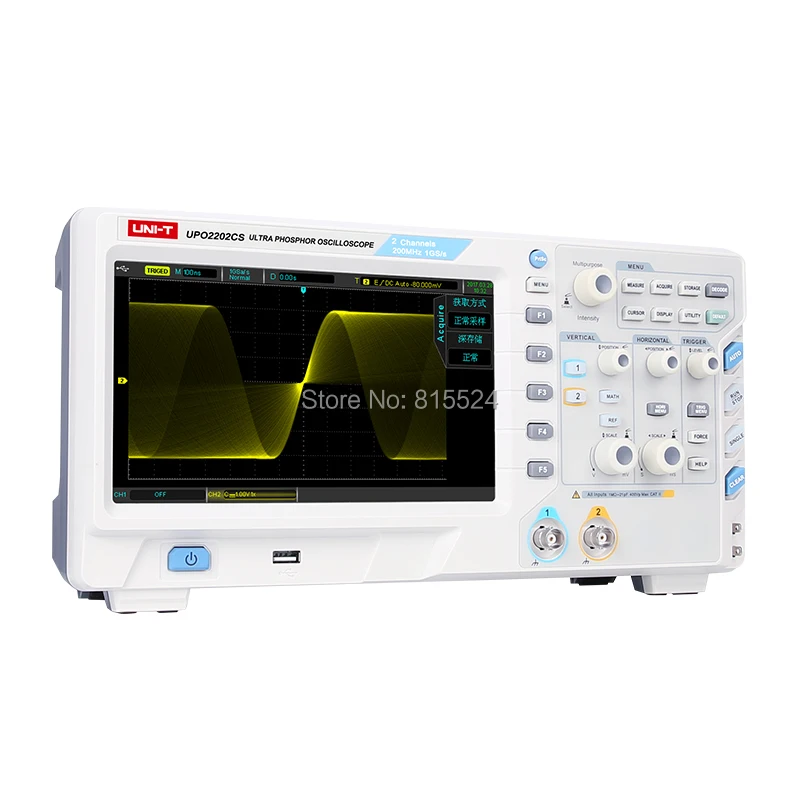 UNI-T UPO2202CS ультра люминесцентный осциллограф; 2 канала, полоса пропускания 200 МГц, частота дискретизации 1GS/s, USB связь