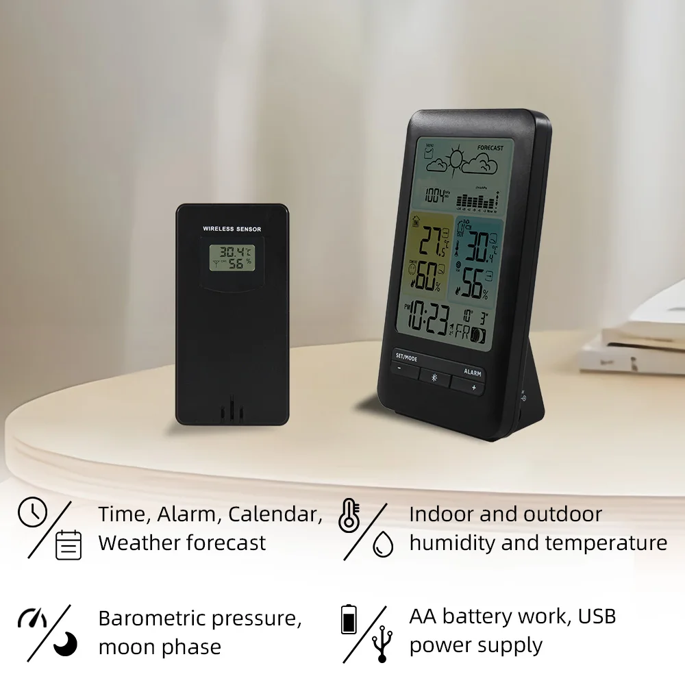 Digital Clock Weather Station Thermometer Hygrometer Meter Wireless Electronic Alarm Clock Table Barometer Weather Forecast thermometer hygrometer temperature and humidity meter hygrometer thermometer digital wall clock