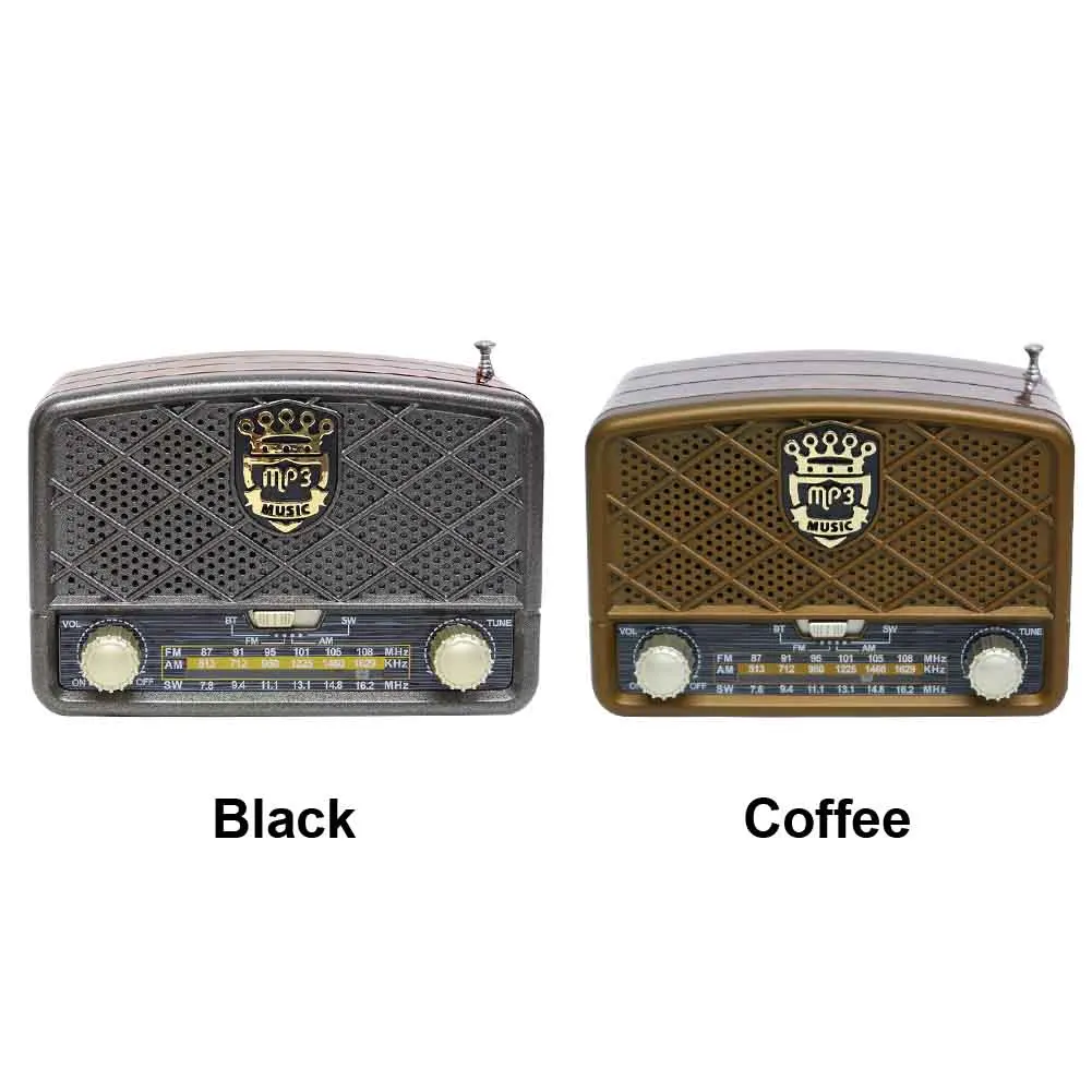 Bluetooth Радио FM AM SW Многофункциональный Aux ABS ретро портативный заряжаемая через интерфейс USB Колонка домашний музыкальный подарок MP3 плеер TF карта