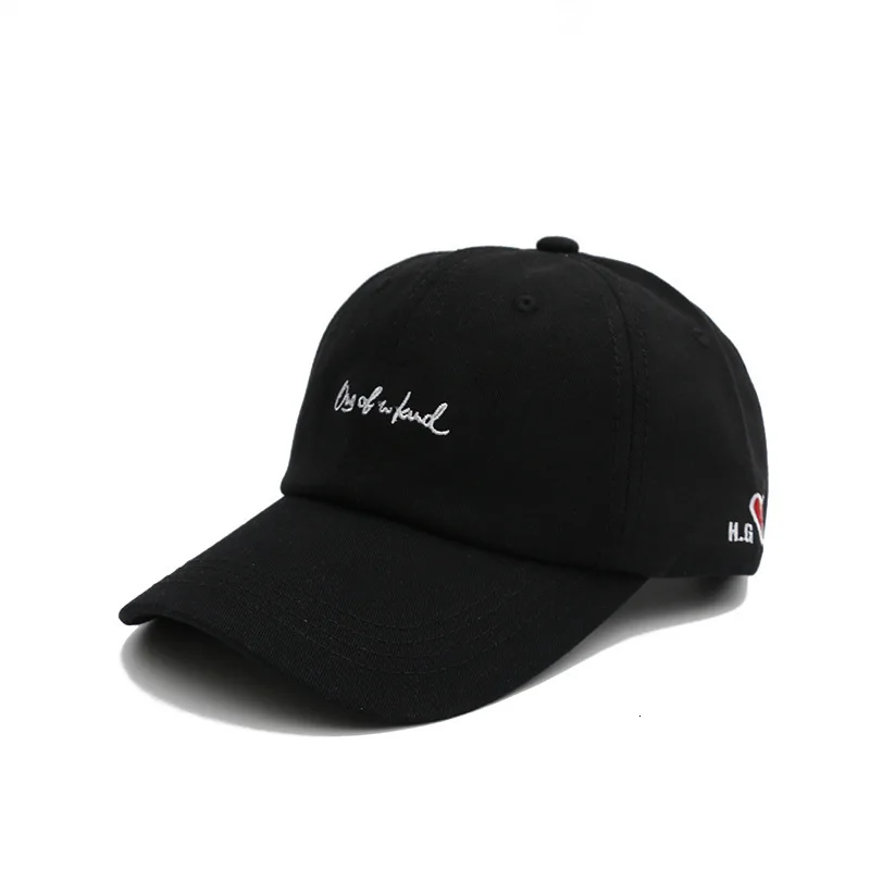Black Хлопок Регулируемая буква сердце вышивка хип хоп Snapback шляпа модная бейсболка согнутая Черная мужская шляпа для женщин - Цвет: Black