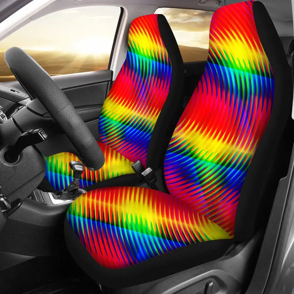 

INSTANTARTS Colorful Tie Dye Auto Seat Protector Elastic Car Seat Covers Fit Most Cars, Sedan, SUV,Van Set of 2 Front Seat Cover