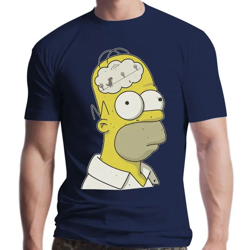 New Dummy Stupid Homer Brain Disconnect Funny Chrome Dinosaur Black T Shirt Men Women Outdoor Wear Tops Tee Shirt