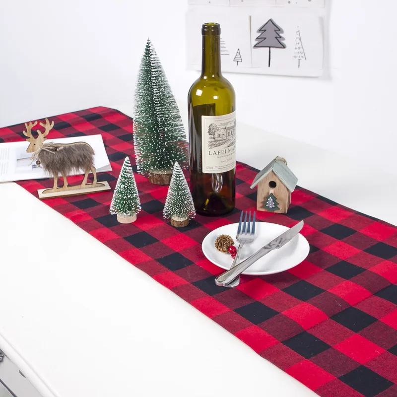 New Tablecloth New Year Christmas Plaid Print Cotton Decorations Christmas Linen Table Flag Table Simple And Stylish Joker New
