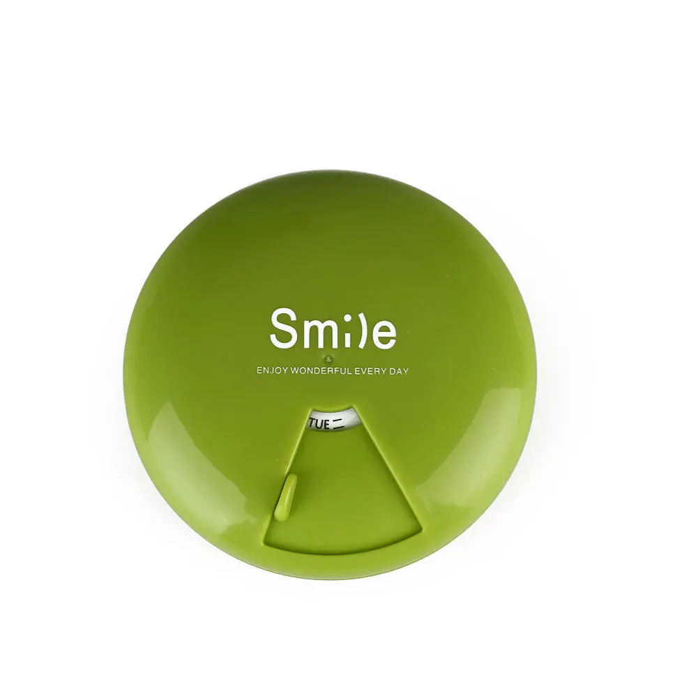 Pill Container Boxes Round Rotate Shut Lid Travel Portable Case Weekly Storage