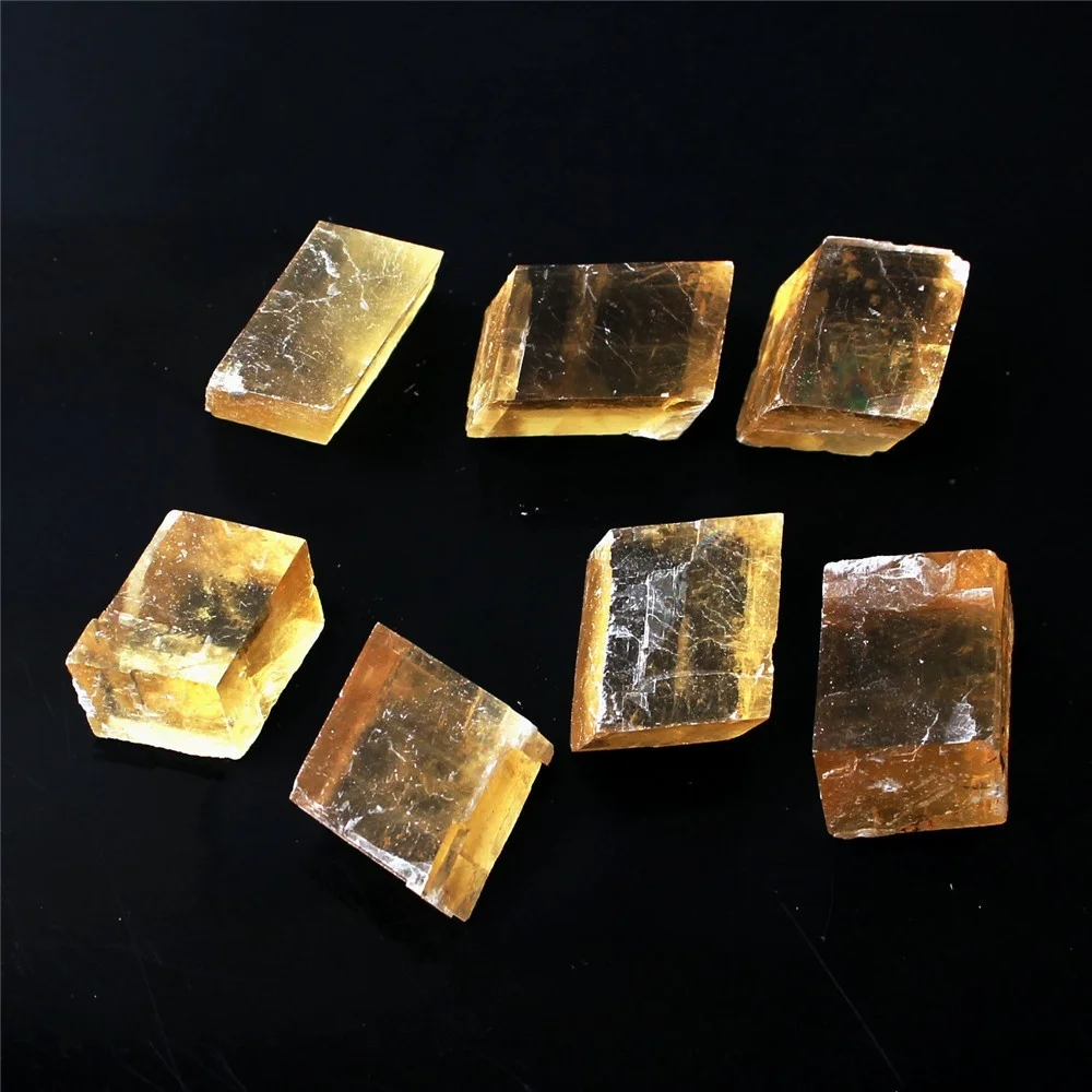 30g/50g/100g Natural Transparent Yellow Optical Calcite Crystal Tumbled Stone Mineral Rough Specimen