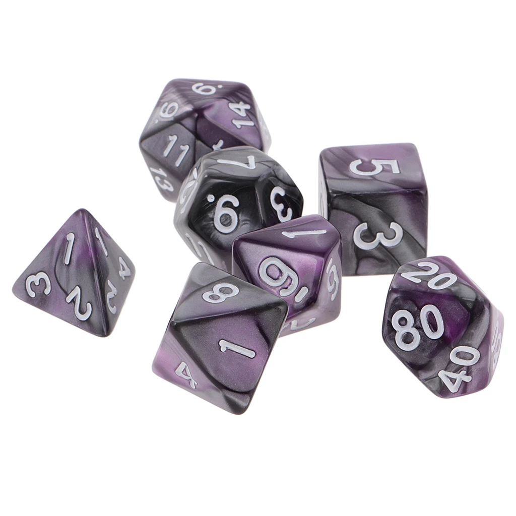 7 pieces Two Colors Polyhedral Dice 16mm for DND Table Board Games D20 D12 D10 D8 D6 D4 Dice Set Party Game Toys