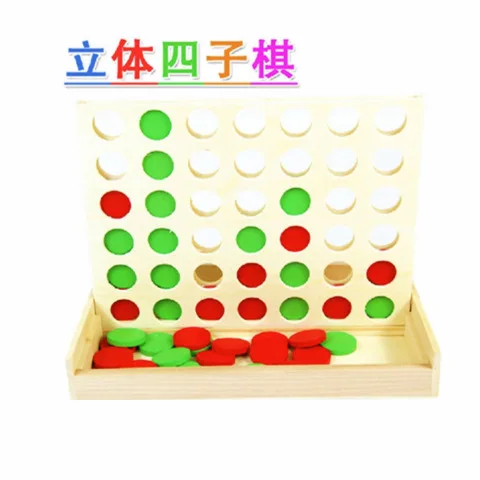 

Educational Toy Wood Environmentally Friendly Boxed Creative Stereo Four in a Row Game Parent And Child Interactive Scientific A