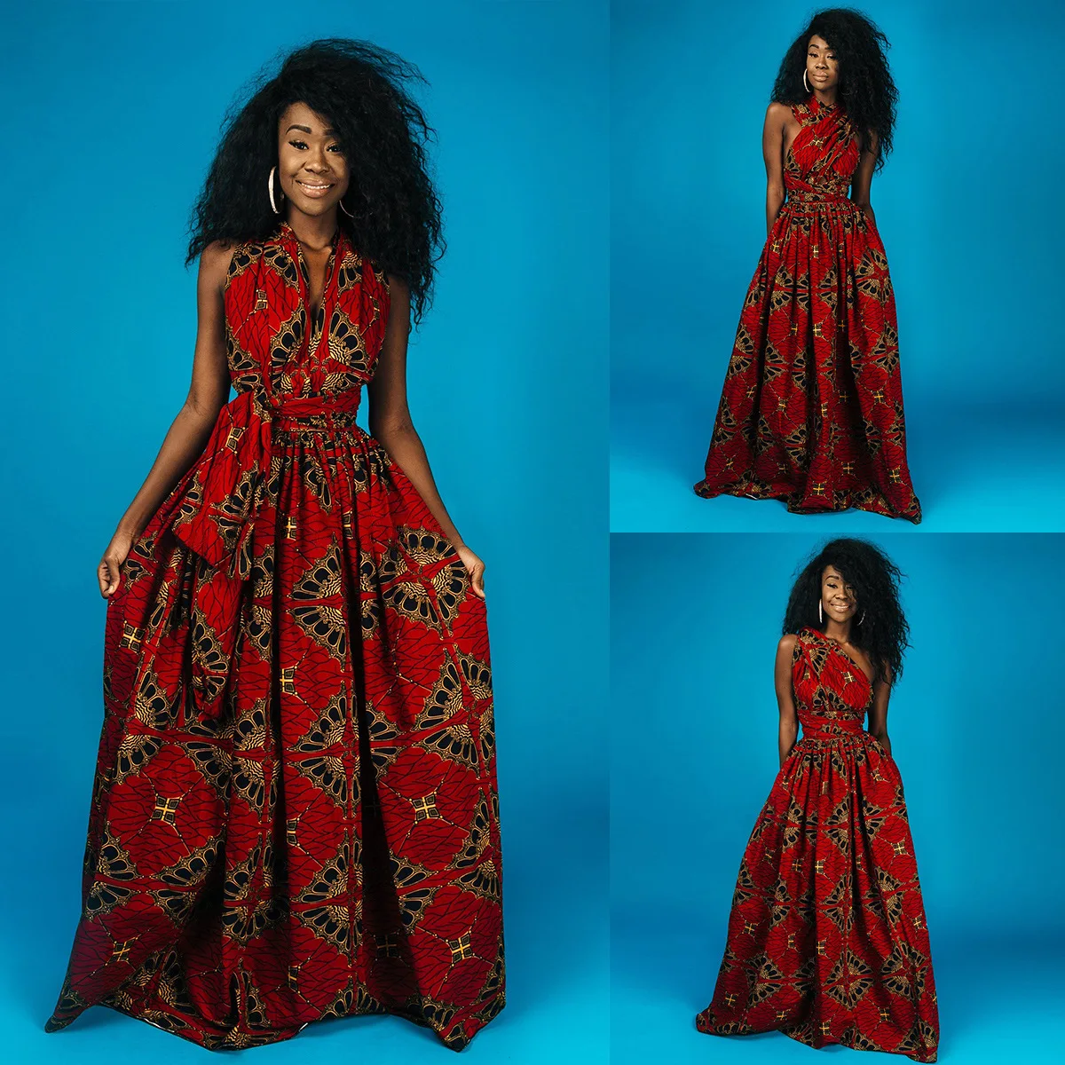 Longue robe africaine wax pour femmes 337