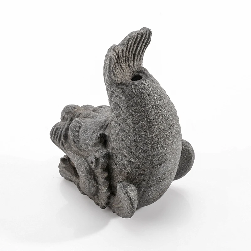 Drachenfisch-Steinstatue, chinesisches Feng Shui-Maskottchen, Räucherstäbchenhalter und Tee, Haustier, Reichtum, Anziehungskraft, Büro, Heimdekoration, viel Glück, Geschenk – Detail 6
