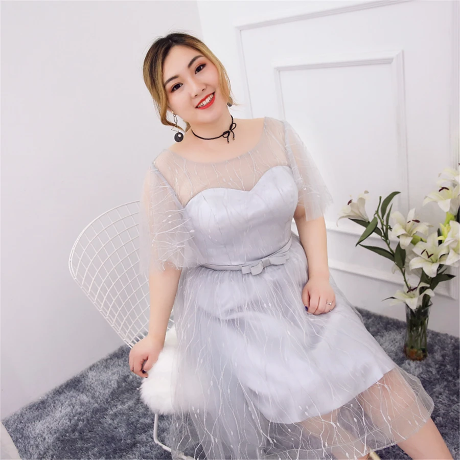 Платье для выпускного вечера с открытой спиной, длина до колена, Vestidos De Gala T266, размера плюс, короткие платья, женские вечерние платья, Ночной светильник, серое ТРАПЕЦИЕВИДНОЕ платье для выпускного вечера