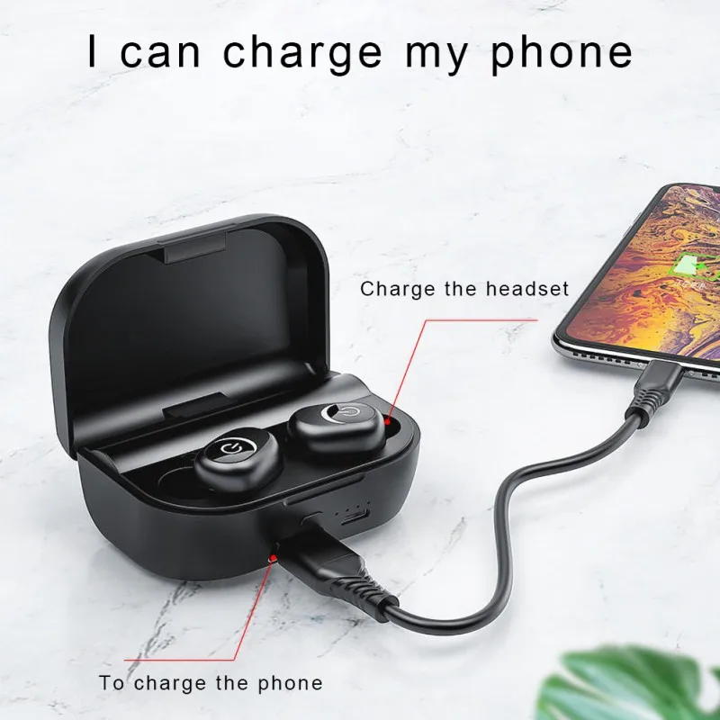 TWS True Wireless TWS Earphone Bluetooth 5.0 Earbuds Earphones IPX5 Waterproof Wireless Headset For Running Sport