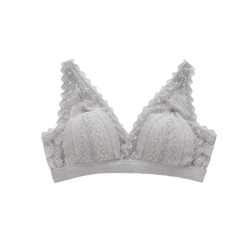 Nature Silk Women Bra No Steel Ring Underwear Thin Sexy Lace Edge Comfortable French Triangle Cup