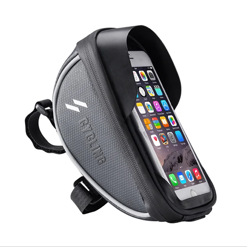 Bicycle Frame Front Head Top Tube Waterproof Bike Bag&Double IPouch Cycling For 6.0 in Cell Phone Bike Accessories