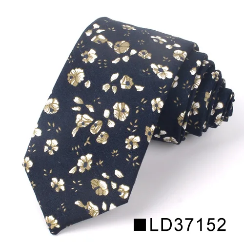 Цветочный галстук для мужчин и женщин, тонкий хлопковый галстук на шею для свадьбы, повседневные мужские галстуки, классические костюмы, цветочный принт, галстук на шею - Цвет: LD37152