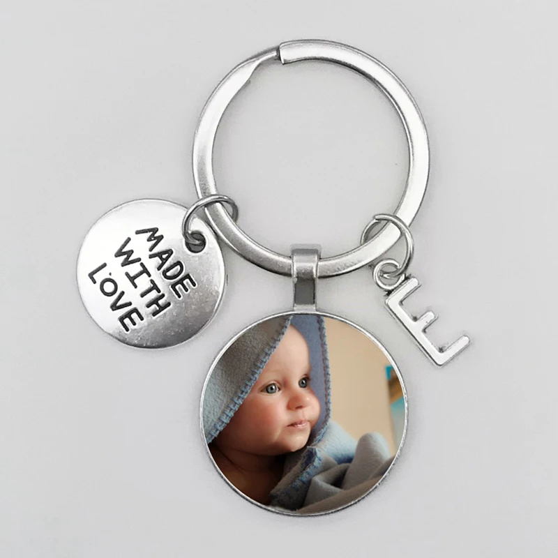 Custom baby necklace new baby pendant Father's Day gift for Dad custom portrait pendant new mom gift personalized key chain key ring fob