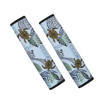 

Sea Turtles Polynesian Eye Catching Maori Tattoo Design Waterproof Seat Belt Sets Covers Non Fade Universal Car Seat Belt Cover