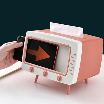 

Multi-functional Tissue Box Creative Desktop Television Paper Extraction Box Retro Online Celebrity Hot Selling with Mobile Phon