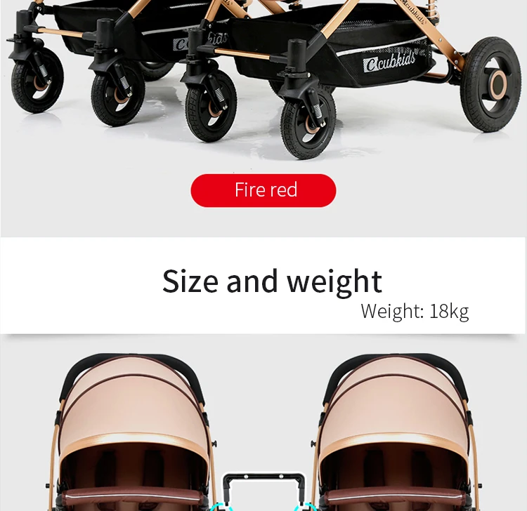 Babyfond, светильник для близнецов, раздельная Складная четырехколесная детская коляска, разные цвета, комбинация