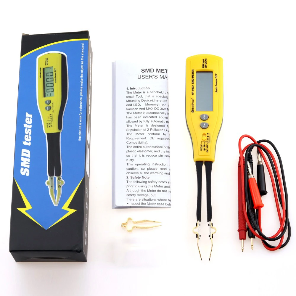 

HP-990A Digital Handheld Multimeter SMD Tester Auto Range for DC Voltage Resistance Capacitance with Diode test,Data Hold