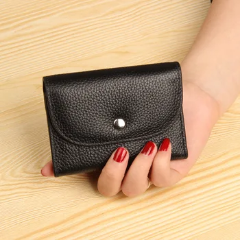 

Genuine Leather Wallet Women Casual Simple Female Short Small Wallets Coin Purse Card Holder Men Money Bag with Zipper Pocket