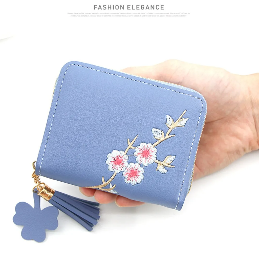 Cartera mujer, уличная мода, сплошной цвет, цветок, бахрома, кожа, кошелек для карт, женский, маленький, для изменения, мини, для денег, сумочка, portfel