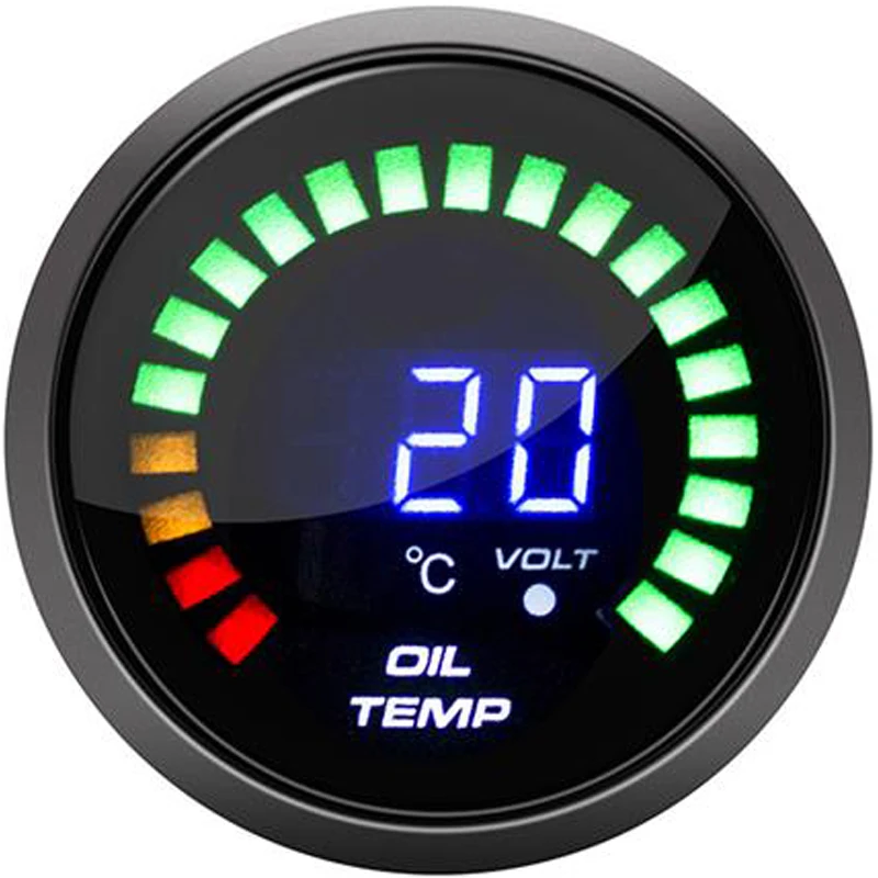 2 дюйма 52 мм Цифровой 20 светодиодный Тахометр Boost bar psi вакуумная температура воды температура масла пресс вольтметр соотношение воздуха/топлива EGT Температура об/мин датчик - Цвет: oil temp gauge