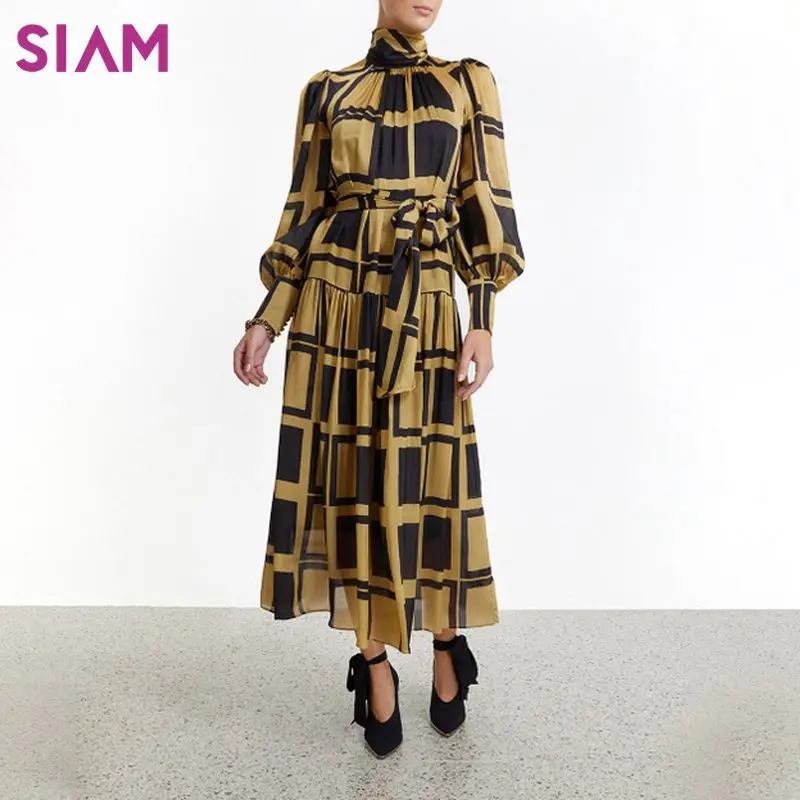 SIAM/осенне-зимняя желтая длинная юбка макси + Топы Boho Bubble с длинным рукавом