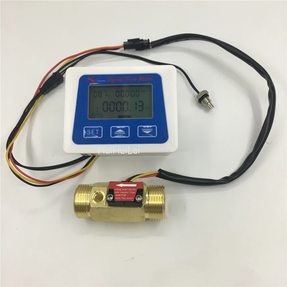 Латунный датчик расхода 3/4 дюйма измерение температуры фотогалерея + измеритель