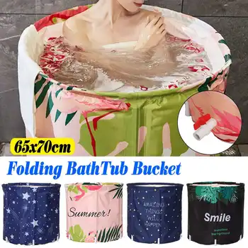 

Portable Bathtub Folding Bath Bucket Foldable Large Adult Tub Baby Swimming Pool Insulation Separate Family Bathroom SPA Tub