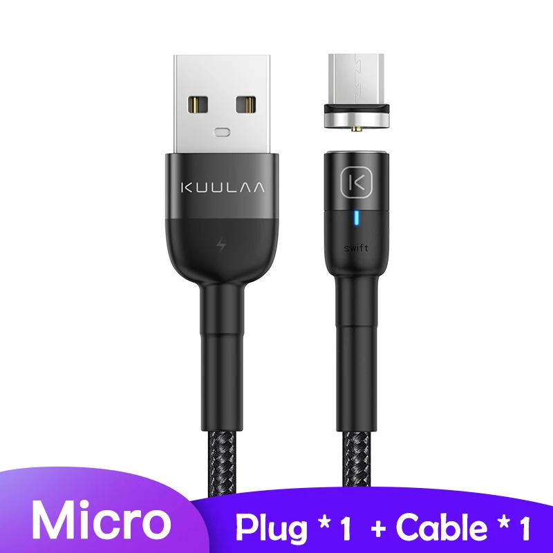 Black For Micro KUULAA Магнитный Micro usb type C кабель для iPhone Xiaomi Android мобильный телефон Быстрая зарядка USB кабель магнит зарядное устройство провод шнур - Цвет: Black For Micro