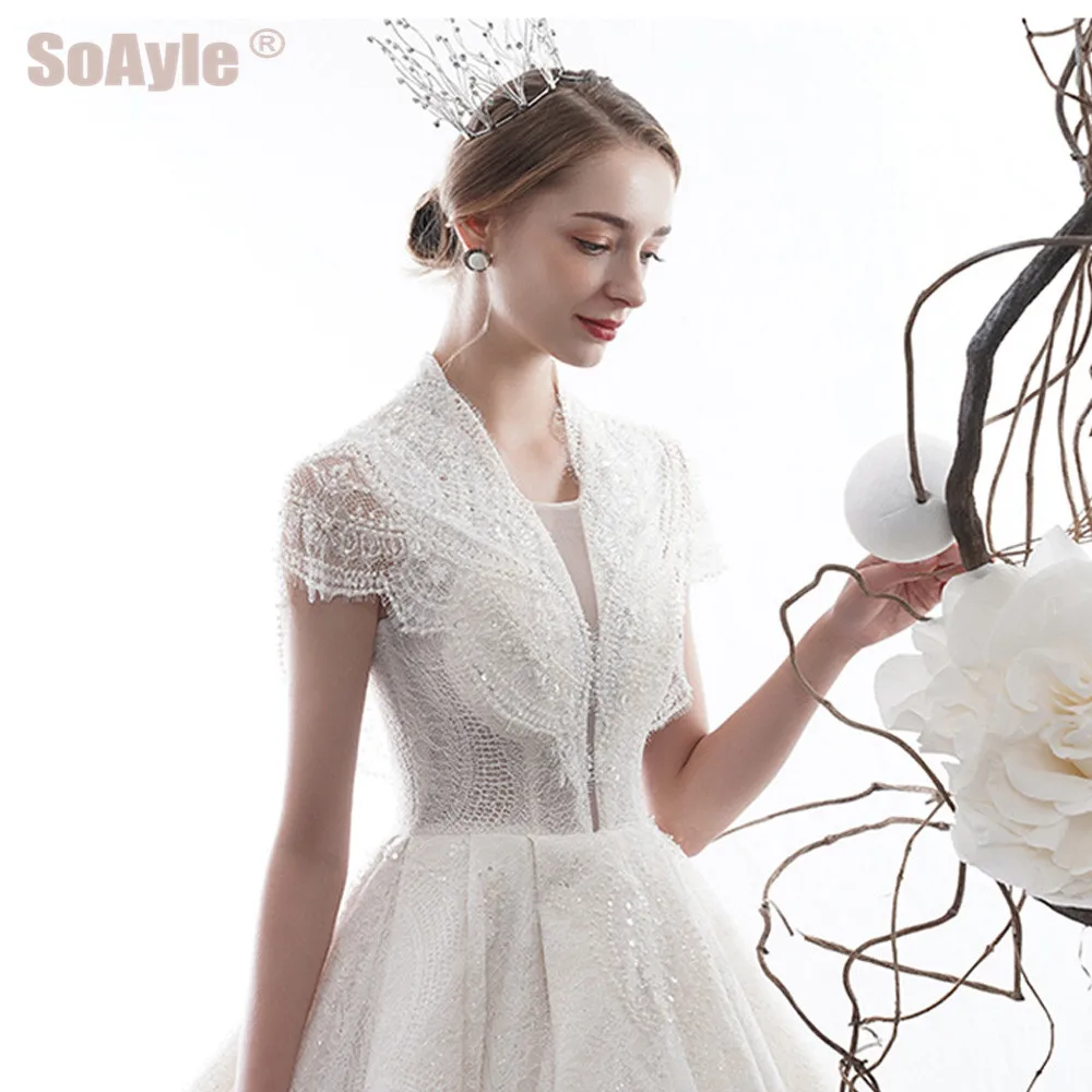 SoAyle Vestido de Noiva бальное платье Свадебные платья v-образный вырез шаль платье принцессы Dreamy простое платье невесты корт Свадебное Платье