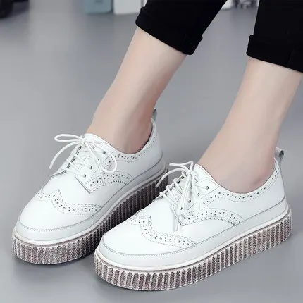 nuevos zapatos de plataforma de cuero de primavera zapatos pertimales Zapatos de plataforma Brock aumento salvaje en zapa