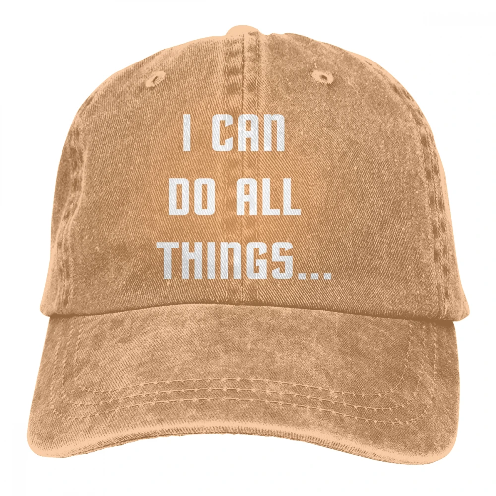 Я могу сделать все вещи Casquette черный унисекс Мужские Женские джинсовые бейсболка с ремешком кепки Регулируемый Гольф папа шляпа - Цвет: Хаки