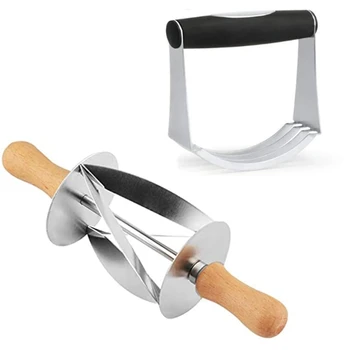 

Croissant Cutter Kit, Croissant Maker Stainless Steel Roller Slices with Handle + Stainless Steel Dough Blender