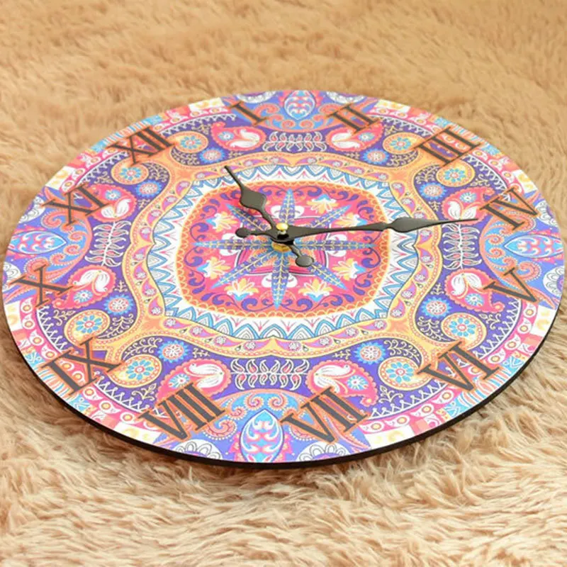 MDF Wall Clock Color Printing Board Wall Clock Electronic Clock Frameless Clock Home Decor
