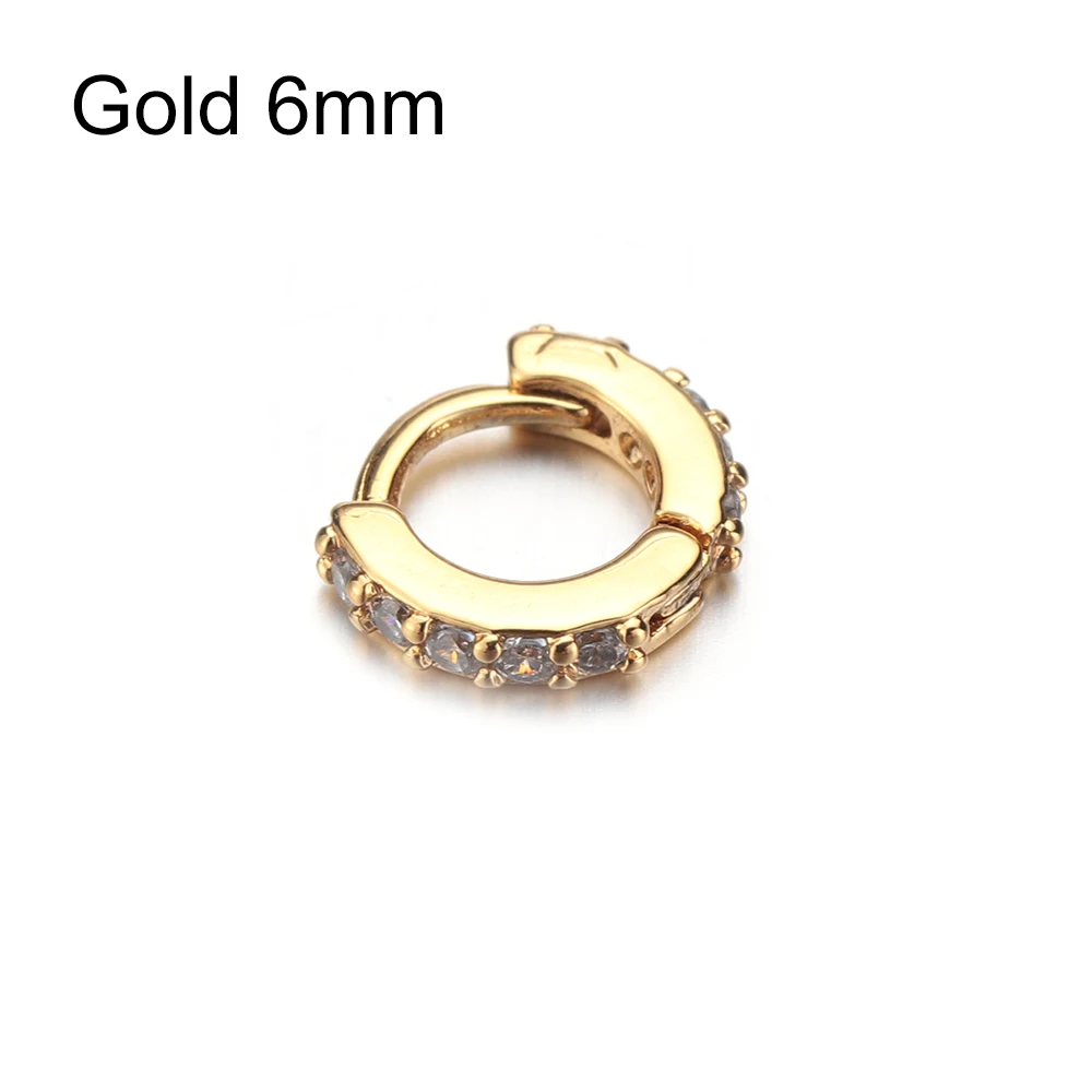 Gold 6mm 1 предмет; Новинка; в стиле «панк» спиральный для хряща серьги козелок Daith раковины уютно Huggie Hoop кольцо для носа и уха ювелирные изделия для пирсинга 6/8/10 мм - Окраска металла: Gold 6mm