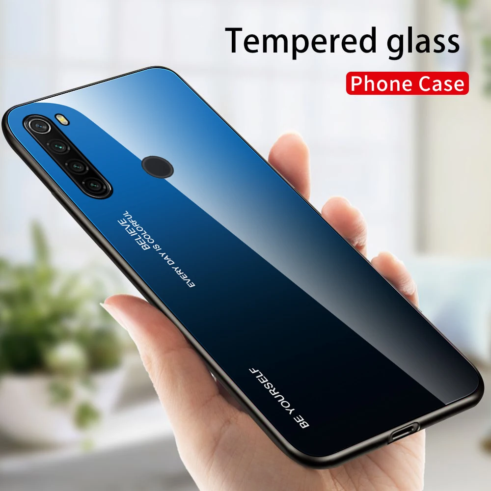 07 Градиентный чехол из закаленного стекла для телефона для Xiaomi Redmi Note 8 T 8 T 8A роскошный цветной стеклянный чехол для Redmi Note 8 Pro Fundas задняя крышка - Цвет: 07